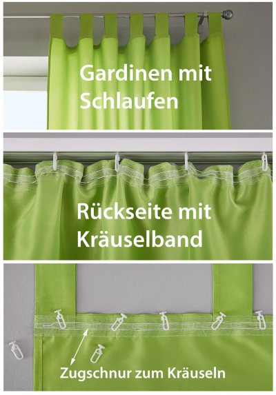 -20400N- Braun HxB 245x140 cm 1er Set Vorhang Schal Schlaufen »Berlin« Microsatin Blickdicht Kräuselband