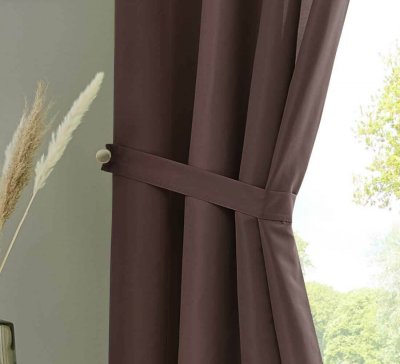-20400N- Braun HxB 245x140 cm 1er Set Vorhang Schal Schlaufen »Berlin« Microsatin Blickdicht Kräuselband