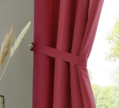 -20400N- Bordeaux HxB 245x140 cm 1er Set Vorhang Schal Schlaufen »Berlin« Microsatin Blickdicht Kräuselband