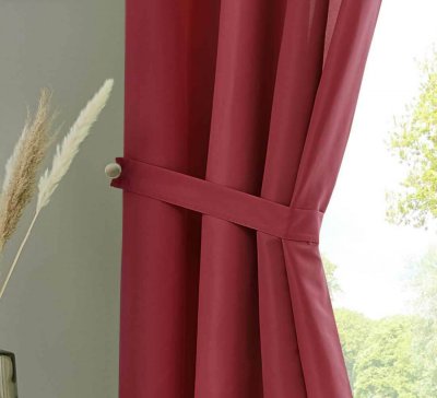 -20400N- Bordeaux HxB 245x140 cm 1er Set Vorhang Schal Schlaufen »Berlin« Microsatin Blickdicht Kräuselband