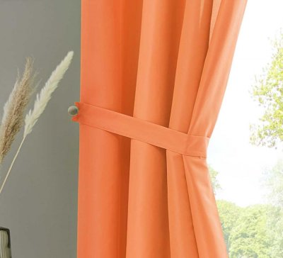 -20405N- Orange HxB 245x140 cm Vorhang Schal Ösen »Berlin« Schal Microsatin Blickdicht Lichtdurchlässig Uni