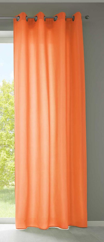 -20405N- Orange HxB 245x140 cm Vorhang Schal Ösen »Berlin« Schal Microsatin Blickdicht Lichtdurchlässig Uni