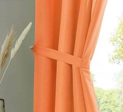 -20405N- Orange HxB 245x140 cm Vorhang Schal Ösen »Berlin« Schal Microsatin Blickdicht Lichtdurchlässig Uni