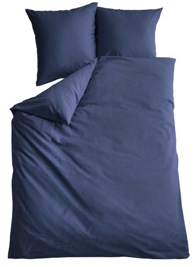 -202090- Dunkelblau BxL 135x200 cm Bettwäsche Set »Berlin« Microsatin Bettbezug Kopfkissenbezug Hautfreundlich