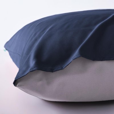 -202090- Dunkelblau Grau BxL 135x200 cm Bettwäsche Set »Berlin« Microsatin Bettbezug Kopfkissenbezug Hautfreundlich