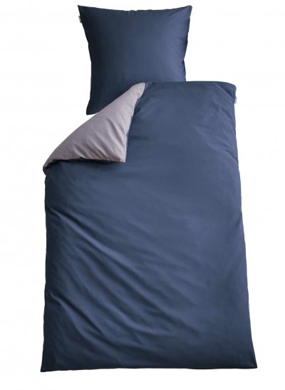 -202090- Dunkelblau Grau BxL 135x200 cm Bettwäsche Set »Berlin« Microsatin Bettbezug Kopfkissenbezug Hautfreundlich
