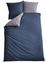 -202090- Dunkelblau Grau BxL 135x200 cm Bettwäsche Set »Berlin« Microsatin Bettbezug Kopfkissenbezug Hautfreundlich