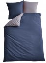 -202090- Dunkelblau Grau BxL 135x200 cm Bettwäsche Set »Berlin« Microsatin Bettbezug Kopfkissenbezug Hautfreundlich