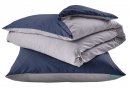 -202090- Dunkelblau Grau BxL 135x200 cm Bettwäsche Set »Berlin« Microsatin Bettbezug Kopfkissenbezug Hautfreundlich