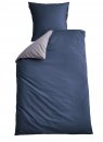 -202090- Dunkelblau Grau BxL 135x200 cm Bettwäsche Set »Berlin« Microsatin Bettbezug Kopfkissenbezug Hautfreundlich