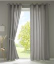 -20405N2- Hellgrau HxB 245x140 cm 2er Set Vorhänge Ösen »Berlin« Schal Microsatin Blickdicht Lichtdurchlässig Uni