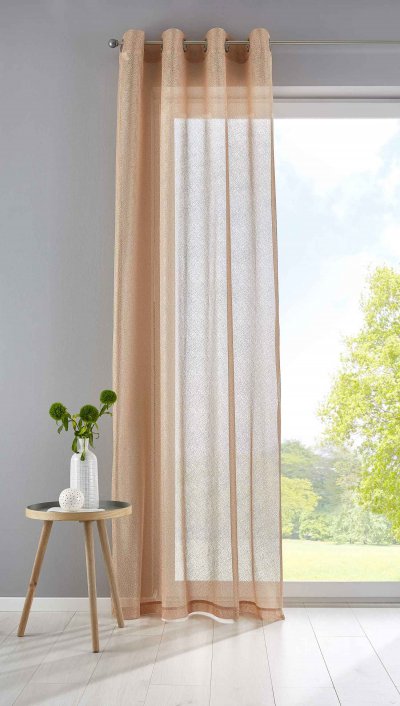 -202220353- Taupe HxB 245x145 cm Gardine Netz Struktur mit Ösen uni einfarbig transparent Netzoptik Netzstruktur