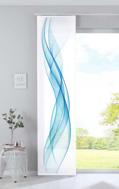 -2022400B- Welle Blau HxB 245x60 cm Schiebevorhang...