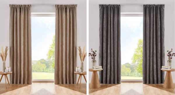 -2022500-2-2 Vorhänge Thermo Chenille Schlaufenband Samtig Weich Verdunkelung