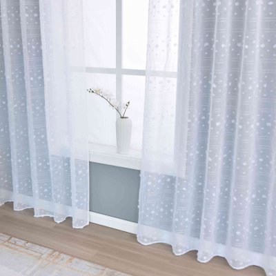 -2023400- Natur  HxB 245x140 cm Gardine Pompom »VALENCIA« Multiband Scherli Transparent Leinen-Optik