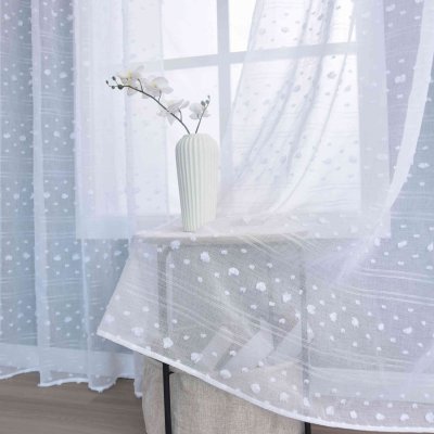 -2023400- Natur  HxB 245x140 cm Gardine Pompom »VALENCIA« Multiband Scherli Transparent Leinen-Optik
