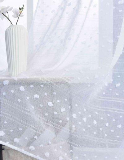 -2023400- Natur  HxB 245x140 cm Gardine Pompom »VALENCIA« Multiband Scherli Transparent Leinen-Optik