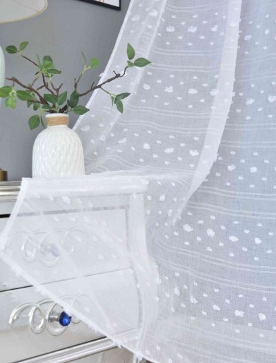 -2023400- Natur  HxB 245x140 cm Gardine Pompom »VALENCIA« Multiband Scherli Transparent Leinen-Optik