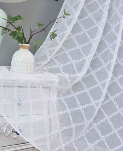 -2023430- Natur HxB 245x145 cm Gardine Diamond »VALENCIA« Multiband Scherli Transparent Leinen-Optik