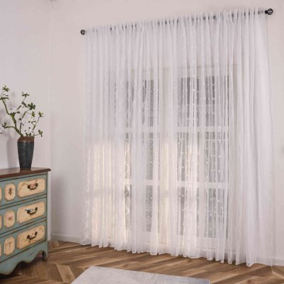 -2023430- Natur HxB 245x145 cm Gardine Diamond »VALENCIA« Multiband Scherli Transparent Leinen-Optik