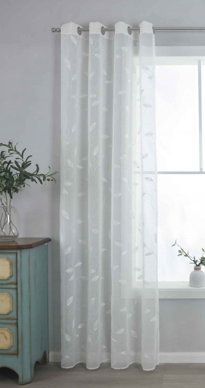 -2023495- Weiß HxB 225x140 cm Gardine Leinenoptik...