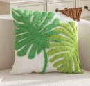 -202490K-Kissenhülle  »Cottbus« Frottee-Stickerei Baumwolle Monstera Blattmuster