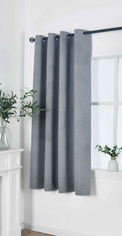 -202410- Grau HxB 175x145 cm Verdunkelungsvorhang 100% Black Out »München Dark« Ösen Raffhalter