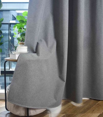 -202410- Grau HxB 175x145 cm Verdunkelungsvorhang 100% Black Out »München Dark« Ösen Raffhalter