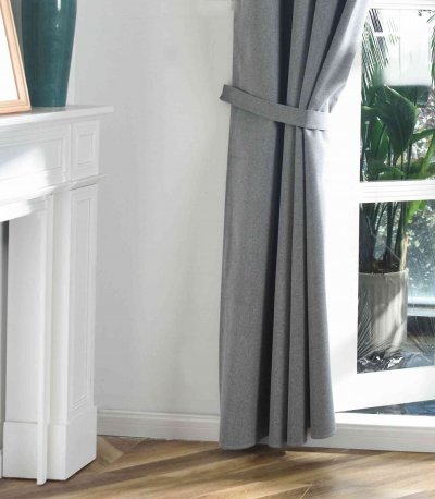 -202410- Grau HxB 245x145 cm Verdunkelungsvorhang 100% Black Out »München Dark« Ösen Raffhalter