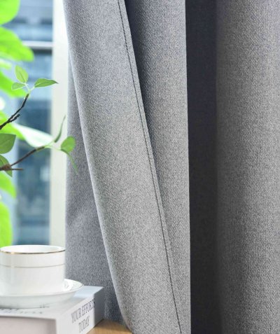 -202410- Grau HxB 245x145 cm Verdunkelungsvorhang 100% Black Out »München Dark« Ösen Raffhalter