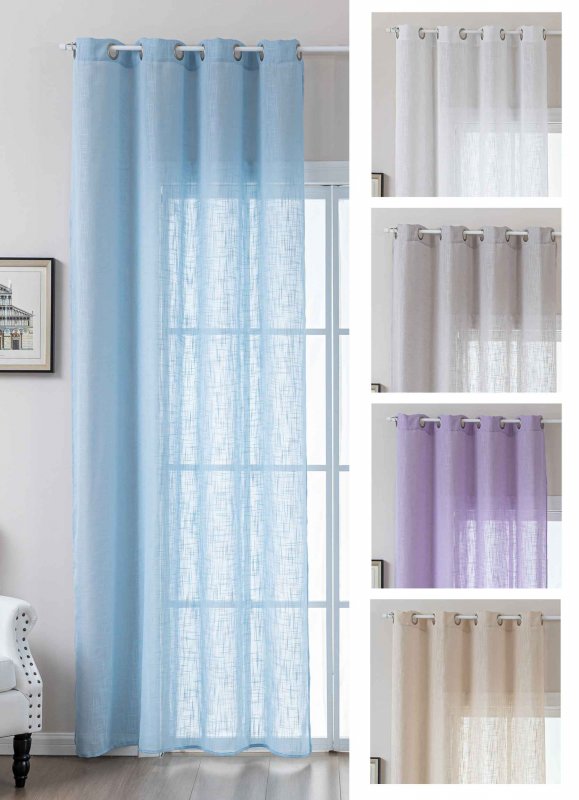 Gardine Uni Grobfaser Linenlook »Seoul« Ösen, mit Raffhalter 170GSM Sheer Linen Slub