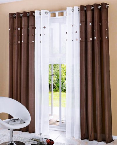 Dekoschal, mit Ösen, Farbe Creme, Design Kreise,...