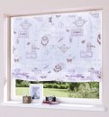 Raffrollo, mit Universalband und Klett-band, Voile Bedruckt Farbe Flieder, Transparent, inkl. Montageanleitung und Zubehör HxB 140x80 cm