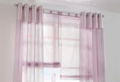 Raffrollo lila transparenter Stoff Querstreifen...