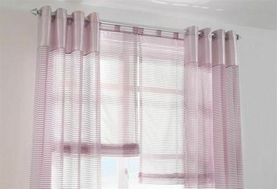 Raffrollo lila transparenter Stoff Querstreifen Gardinenband Klettband waschbar verschiedene Größen 714564