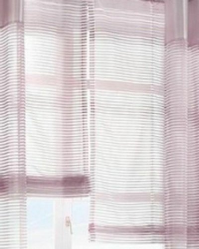 Raffrollo lila transparenter Stoff Querstreifen Gardinenband Klettband waschbar verschiedene Größen 714564