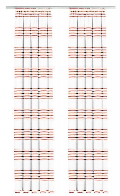 Dekoschal Gardine, mit Kräuselband, Farbe Orange und Rote Querstreifen, Halbtransparent, in verschiedenen Größen  HxB 225x130 cm