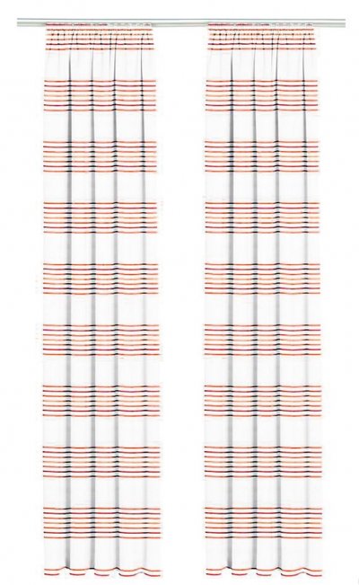 Dekoschal Gardine, mit Kräuselband, Farbe Orange und Rote Querstreifen, Halbtransparent, in verschiedenen Größen  HxB 225x130 cm