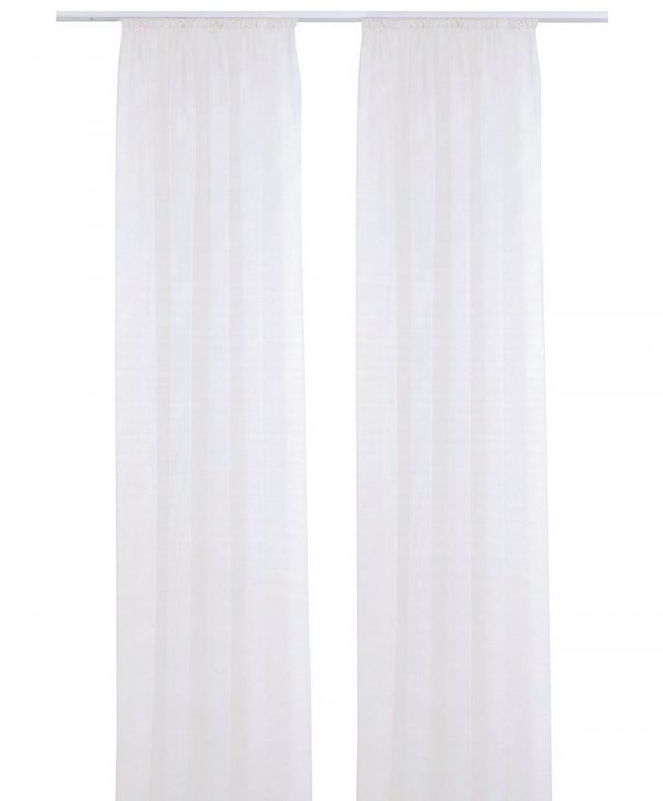 Schlaufenschal mit Universalband, 1 Stück, Querstreifen, Uni Farbe Creme-Weiss, Transparente Gardinen
