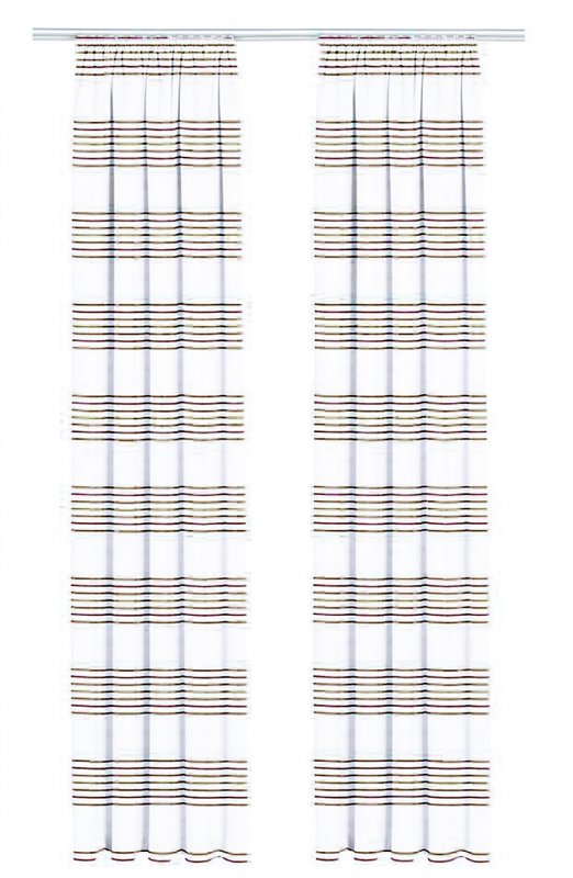 Gardine, mit Kräuselband, Farbe Grün, Aubergine, Design Querstreifen, Halbtransparent, Waschbar, in verschiedenen Größen erhältlich 540569