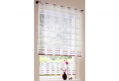 Clipsrollo HxB 145x135 cm WEIß LILA transparenter Stoff Stangendurchzug inklusive Clipse waschbar, 812614-7