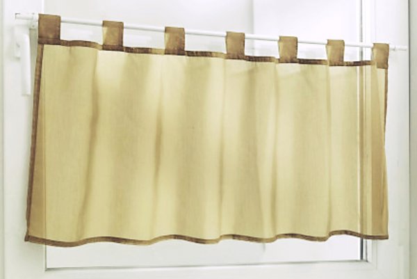 Scheibengardine mit Schlaufen, Farbe Hellbraun, Design Uni, in verschiedenen Größen