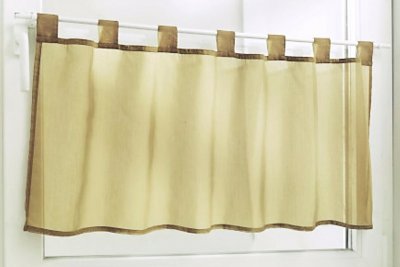 Scheibengardine mit Schlaufen, Farbe Hellbraun, Design...